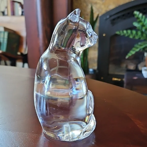 Signed Orrefors Kosta Boda Clear Crystal Cat Sculpture - Picture 4 of 8